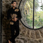 Black Bandhgala With Embroidery-Leaves by Hilo Design