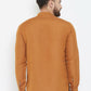 Even Apparels Brown Linen Men's Kurta With Band Collar | Swadesiicart