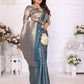 Aastha Fashion Teal Organza Silk Weaving Saree