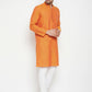 Even Apparels Orange Pure Cotton Long Men's Kurta With Band Collar | Swadesiicart