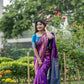 Vishnu Weaves Women's Purple Banarasi Silk Saree with Blouse - Swadesiicart