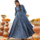 Jyoti Fashion Women's Blue Heavy Digital Printed Cotton Silk Anarkali Dress | Swadesiicart