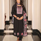 Jyoti Fashion Women's Black Viscos Simmer Hand Work with Floral Printed Kurta Set | Swadesiicart