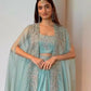 Jyoti Fashion Women's Sky Blue Chinon Sequins with Thread Embroidered Designer Lehenga Choli with Shrug Set | Swadesiicart