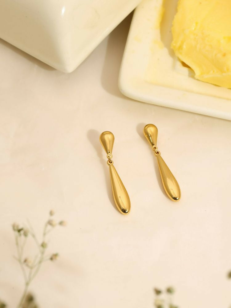 Golden Drop Earrings - Ruby Raang | Swadesiicart