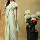Light Green Silk Satin Sequence Work Ready to Wear Saree with stitched Blouse - Nirvana | Swadesiicart
