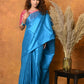 Very Much Indian Fusion Cotton Tissue Shimmer Saree - Light Blue | Swadesiicart