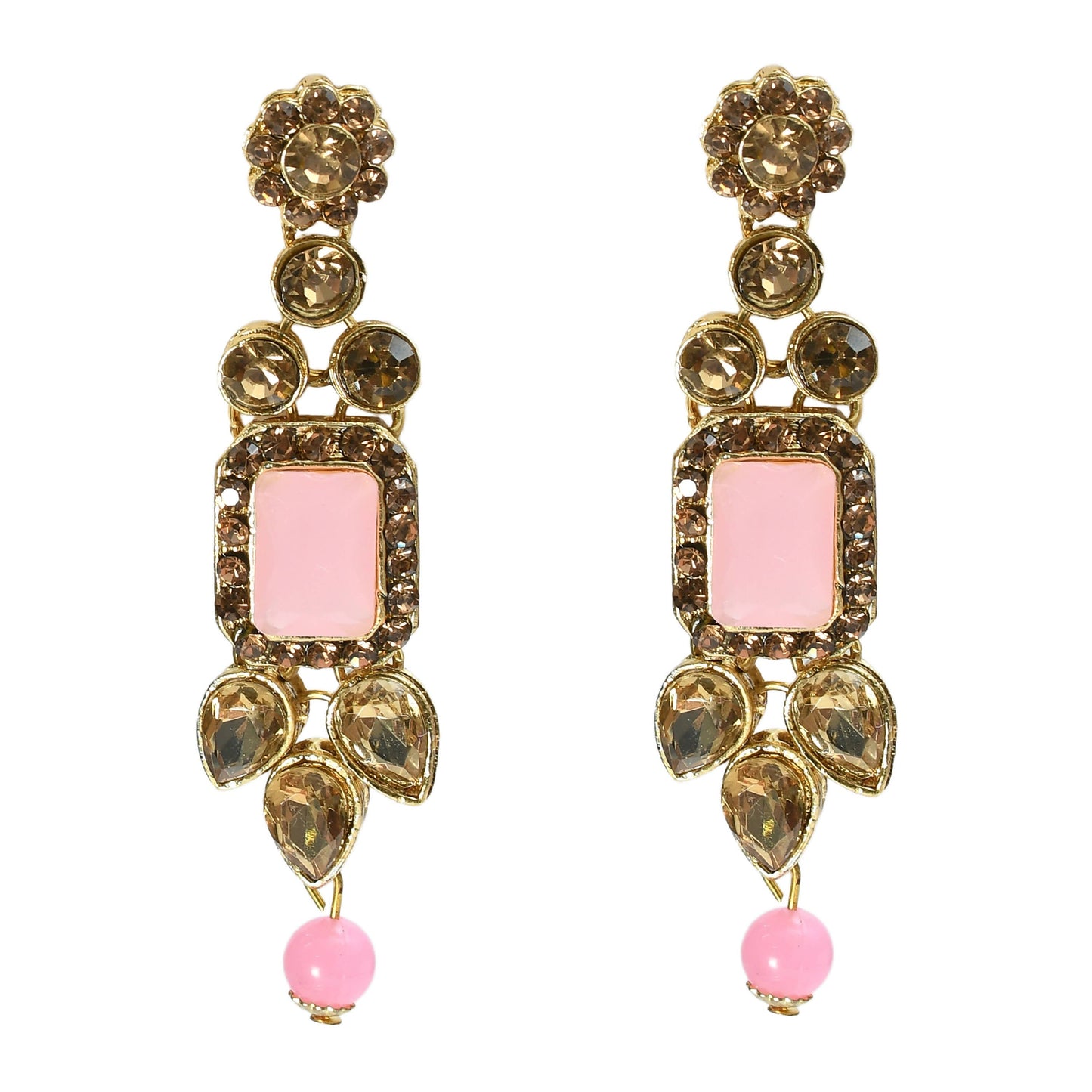 Mominos Fashion Johar Kamal Gold-Polished Brass Finish Kundan/Stone Choker For Women (Baby Pink) | Swadesiicart