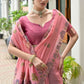 Vishnu Weaves Women's Pink Muga Cotton Thread Weaving Saree with Blouse - Swadesiicart