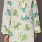 Breathables White Blue-Green Animal Cotton Nightsuit | Boys & Girls Kids