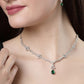 NVR Women's Silver-Plated Green American Diamond Studded Jewellery Set - NR Retail-NVR