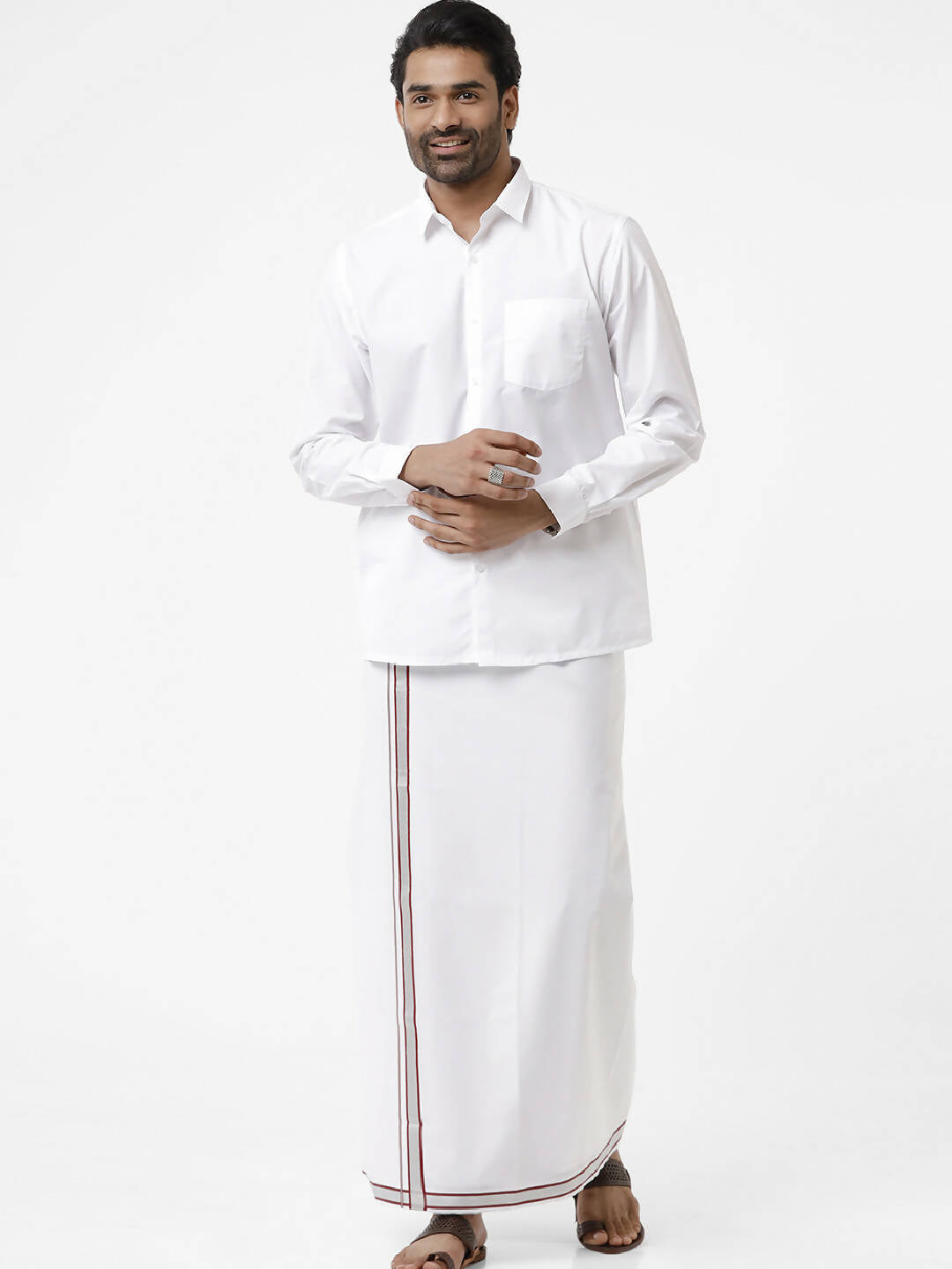 Ramraj Cotton Mens Full Sleeve Formal Poly Cotton White Shirt | Swadesiicart