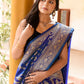 Joban Fashion Ink Blue Banarasi Soft Pure Handloom Banarasi Silk Saree | Swadesiicart