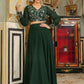 Janasya Dark Green Georgette Embroidered Top & Skirt | Swadesiicart