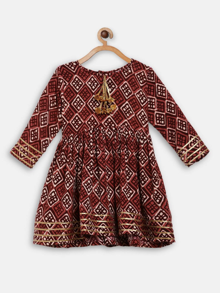 Ahalyaa Maroon Rayon Printed Kurta Palazzo Sets for Kids For Girls | Swadesiicart