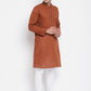Even Apparels Brown Color Pure Cotton Men's Kurta With Band Collar | Swadesiicart
