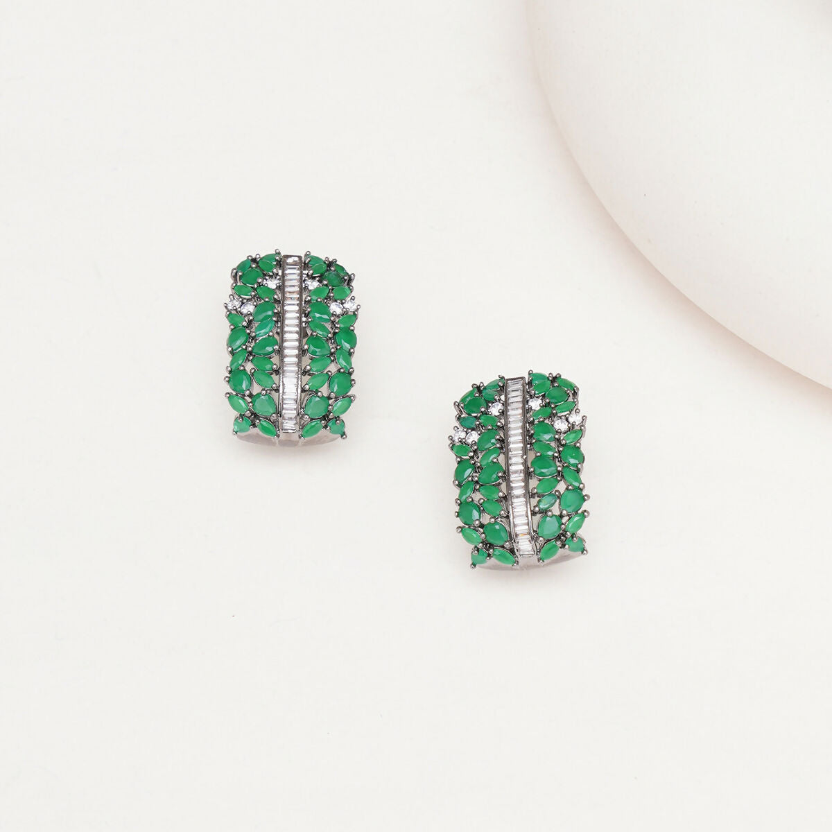 Jade Oversized Half Loops- Ruby Raang | Swadesiicart