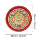 Tied Ribbons Red Printed Pooja Thali With Attached Incense Diya Tilak Holder | Swadesiicart