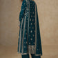 Anaita Teal Green Chinon Silk Stitched Suit with Embroidery & Sequence Work