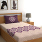 Dreamscape Purple & Cream-Coloured 144 TC Bedsheet with Pillow Covers - Swadesiicart