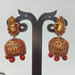 Terracotta Peacock Stud Ethnic Jhumkas-Gold Red | Swadesiicart