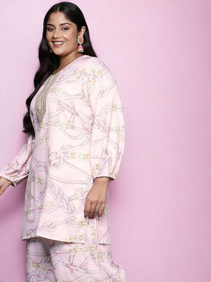 Ahalyaa Women's Traditional wear Tunic - Pink | Swadesiicart