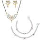 AanyaCentric Gold-Polished Mangalsutra Pendant Earring Set & Silver Plated Anklet