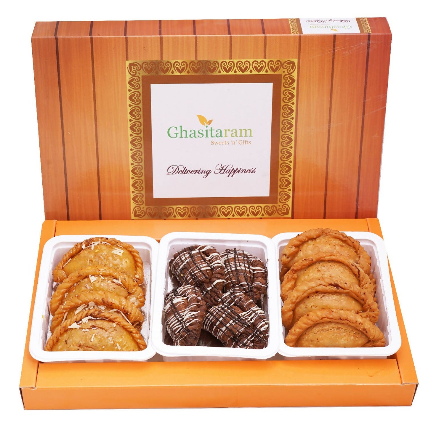 Ghasitaram Assorted Box of Traditional, Dry Sweet and Chocolate Gujiyas | Swadesiicart