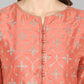 Janasya Women's Turquoise Green Cotton Flex Ikkat Kurta With Pant | Swadesiicart