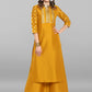 Janasya Mustard Poly Silk Foil Print Set - Swadesiicart
