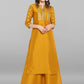 Janasya Mustard Poly Silk Foil Print Set - Swadesiicart