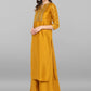 Janasya Mustard Poly Silk Foil Print Set - Swadesiicart