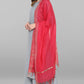 Janasya Women's Grey Poly Silk Foil Print Kurta With Palazzo And Dupatta | Swadesiicart