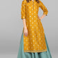 Janasya Light Green Poly Silk Gold Print Anarkali Ethnic Dress | Swadesiicart