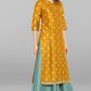 Janasya Light Green Poly Silk Gold Print Anarkali Ethnic Dress | Swadesiicart