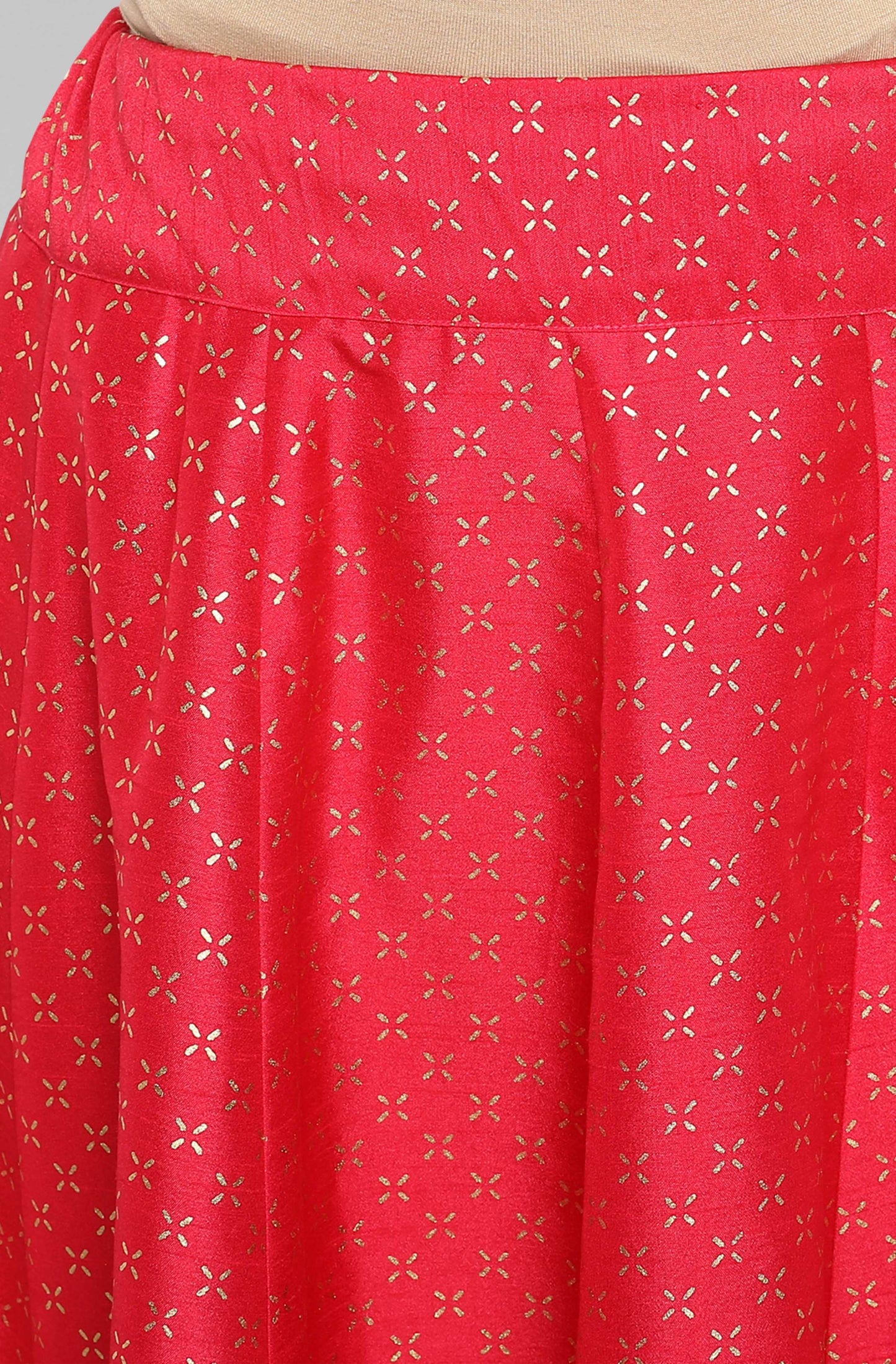 Janasya Women's Pink Poly Silk Gold Print Lehenga Choli With Dupatta | Swadesiicart