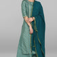 Janasya Women's Light Green Poly Silk Floral Print Kurta With Palazzo And Dupatta | Swadesiicart