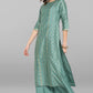 Janasya Women's Light Green Poly Silk Floral Print Kurta With Palazzo And Dupatta | Swadesiicart