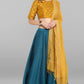Janasya Women's Mustard Poly Silk Gold Print Lehenga Choli With Dupatta | Swadesiicart
