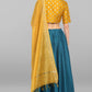 Janasya Women's Mustard Poly Silk Gold Print Lehenga Choli With Dupatta | Swadesiicart