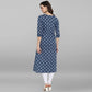 Janasya Blue Cotton Block Print Straight kurta - Swadesiicart