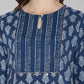 Janasya Blue Cotton Block Print Straight kurta - Swadesiicart