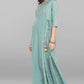 Janasya Women's Green Rayon Embroidered Flared Ethnic Dress | Swadesiicart