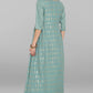 Janasya Women's Green Rayon Embroidered Flared Ethnic Dress | Swadesiicart