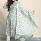 Janasya Women's Light Green Cotton Floral Print Kurta With Pant And Dupatta | Swadesiicart