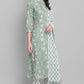 Janasya Women's Light Green Cotton Floral Print Kurta With Pant And Dupatta | Swadesiicart