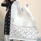 Janasya Women's Black Cotton Block Print Kurta With Palazzo And Dupatta | Swadesiicart