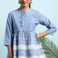 Janasya Women's Blue Cotton Striped Empire Top | Swadesiicart