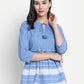Janasya Women's Blue Cotton Striped Empire Top | Swadesiicart