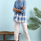 Janasya Women's Blue Cotton Striped Empire Top | Swadesiicart